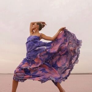 SPELL 🦄 Luna Gown Purple Tiered Maxi Dress